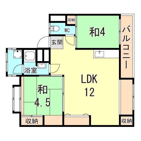 山陽電鉄本線 大蔵谷駅 徒歩9分 4階建 築62年(2LDK/1階)の間取り写真