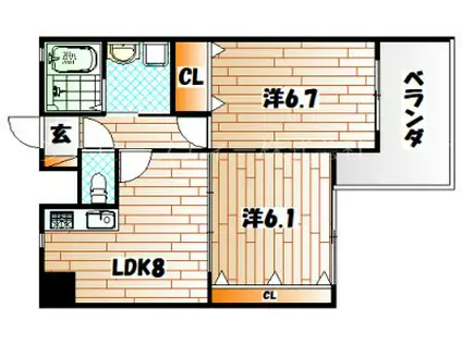 フェルト515(2LDK/5階)の間取り写真