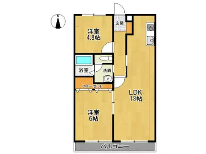 K・FLATII(2LDK/2階)の間取り写真