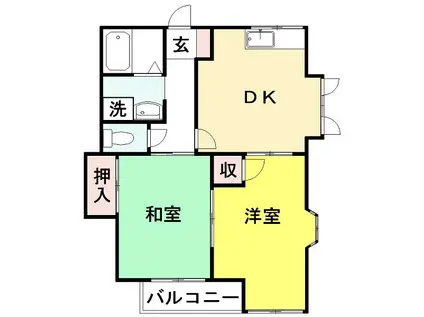 ボンメゾンK(2DK/2階)の間取り写真