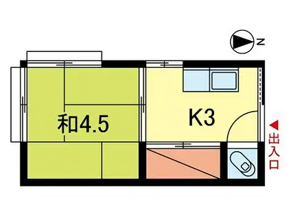東京メトロ丸ノ内線 新高円寺駅 徒歩7分 2階建 築54年(1K/2階)の間取り写真