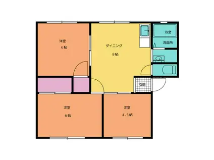 レジデンスA(3DK/1階)の間取り写真