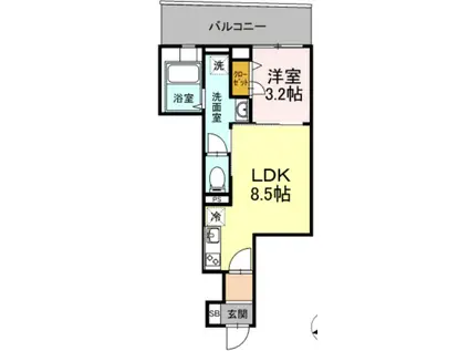 ベイサイドヒルズ関内(1LDK/3階)の間取り写真