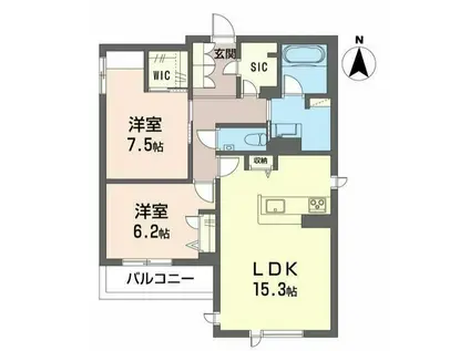 ラ・ルーム厚木町(2LDK/2階)の間取り写真