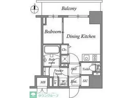 テラス押上(1DK/6階)の間取り写真