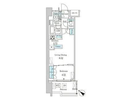 レガシス中目黒(1LDK/5階)の間取り写真