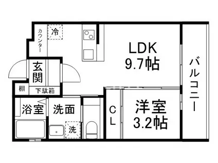 アドバンス京都リエートII(1LDK/2階)の間取り写真