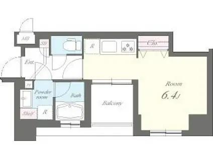 エリートタウン日本橋(1K/5階)の間取り写真