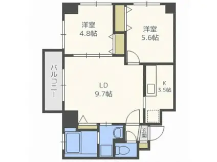 プライマル札幌琴似(2LDK/2階)の間取り写真