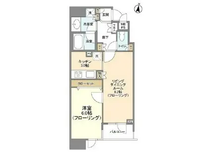 HF白金高輪レジデンス(1LDK/4階)の間取り写真