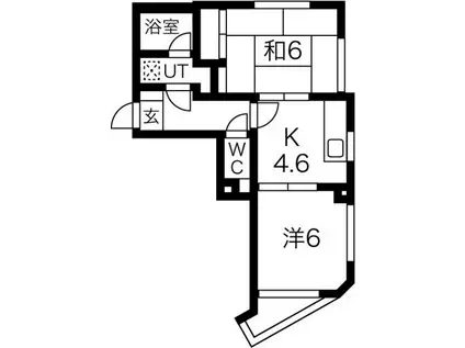 ラウムズ虹ヶ丘(2DK/2階)の間取り写真
