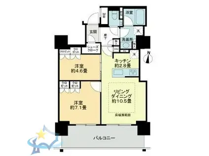 ザ・札幌タワーズ ウエストタワー(2LDK/9階)の間取り写真