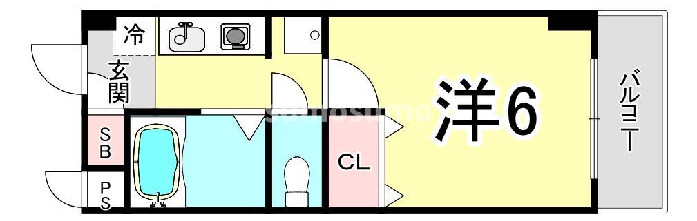 リーガルコート塚口(1K/3階)の間取り写真