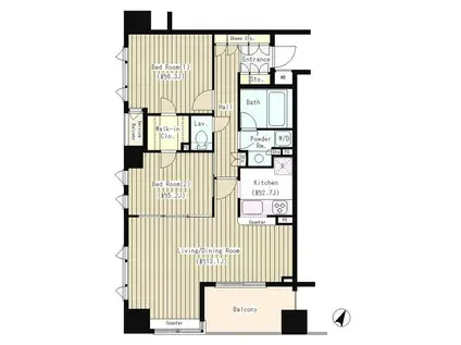 コクヨーレ日本橋(2LDK/10階)の間取り写真