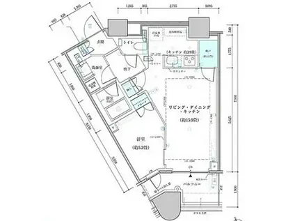 パークタワー勝どきサウス(1LDK/18階)の間取り写真