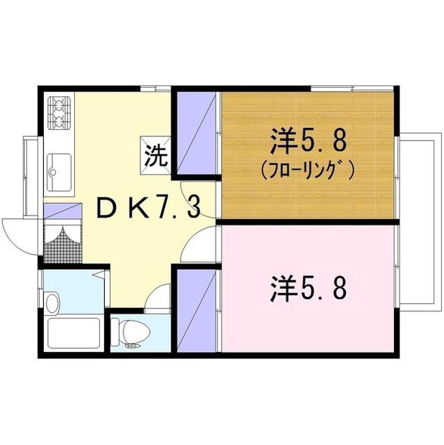 リバーサイド吉川(2DK/2階)の間取り写真