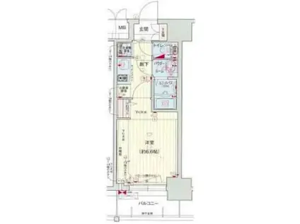 プレサンス三宮ディライト(1K/14階)の間取り写真