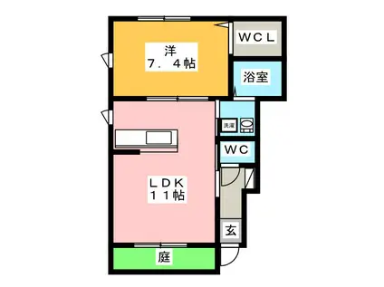 シャーメゾン 仙古 A棟(1LDK/1階)の間取り写真