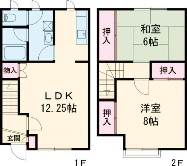 カーサ・ミア(2LDK/2階)の間取り写真