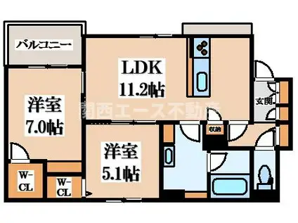 SHAMAISON FLEUR SUEHIRO(2LDK/1階)の間取り写真