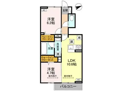 リンクベース2(2LDK/1階)の間取り写真