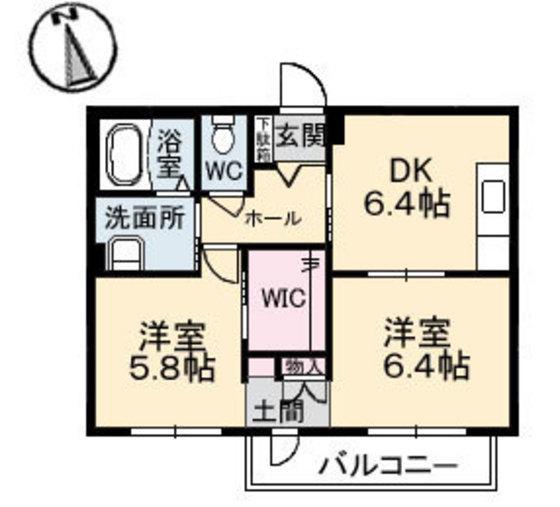 カリーノスクエア(2DK/2階)の間取り写真