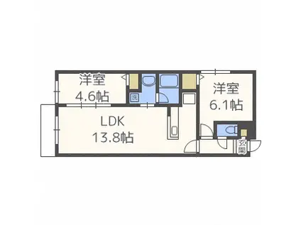グランオルセーS8(2LDK/5階)の間取り写真