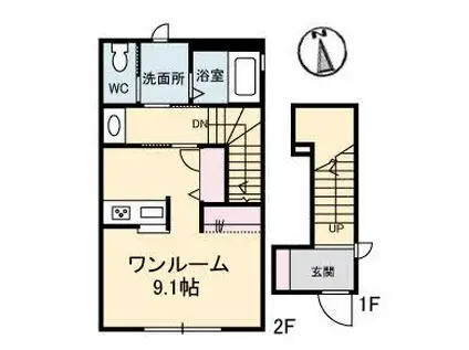 ARII(ワンルーム/2階)の間取り写真