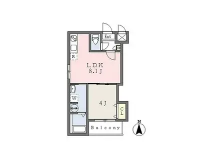 近鉄南大阪線 高見ノ里駅 徒歩4分 3階建 築6年(1LDK/1階)の間取り写真