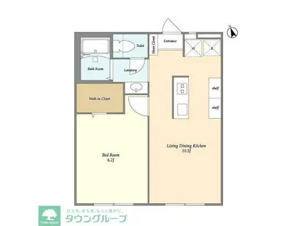 フェリース村松(1LDK/1階)の間取り写真