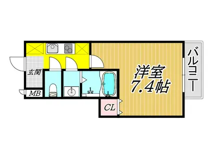 ROOST武庫之荘(1K/2階)の間取り写真