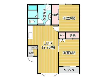 コーポ緑2号(2LDK/2階)の間取り写真