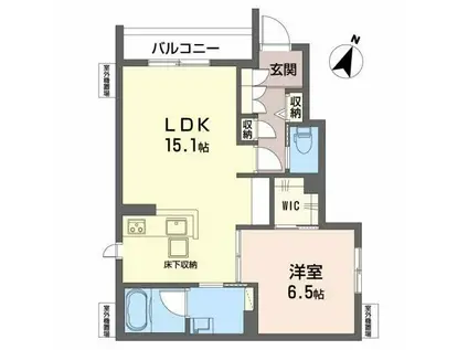 シャーメゾンROPOS(1LDK/1階)の間取り写真