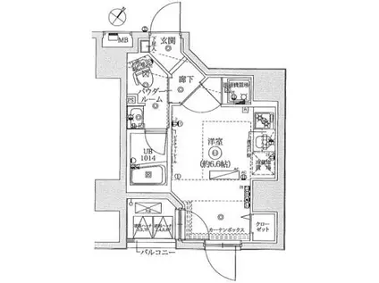 レーヴ横浜蒔田フェルクルール(ワンルーム/2階)の間取り写真