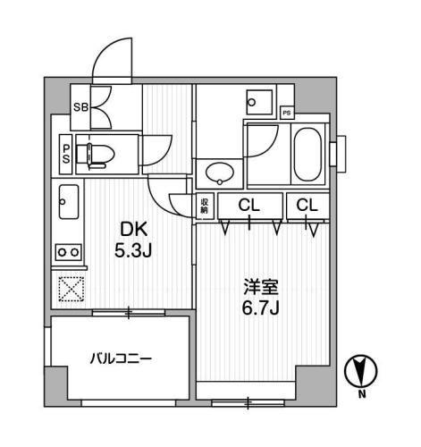 クリオ三田ラ・モード(1DK/4階)の間取り写真