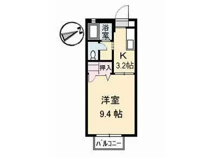 エルディムII(1K/1階)の間取り写真