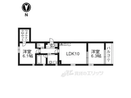 ブローニュ府庁前(2LDK/2階)の間取り写真