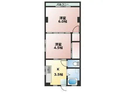 太田川コーポ(2K/2階)の間取り写真