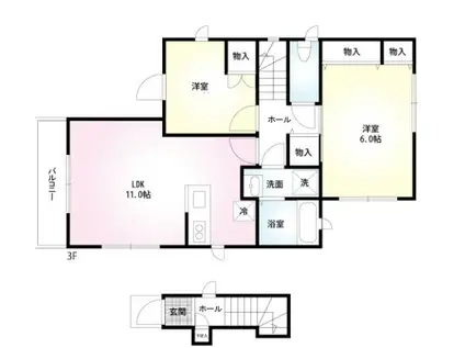 CASA FIORE(2LDK/3階)の間取り写真