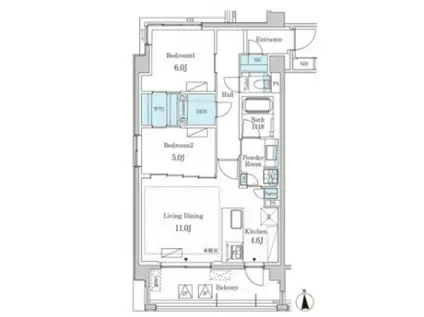 グランドゥールプレミアム代々木大山(2LDK/3階)の間取り写真