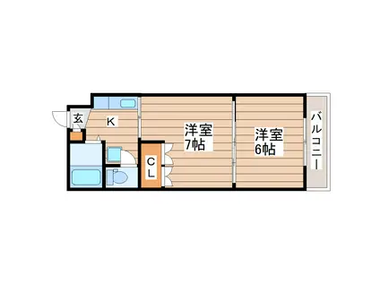 イーグルハイツ錦町(2K/2階)の間取り写真