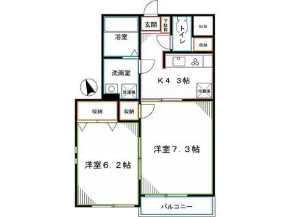 コンフォートレジデンス(2K/1階)の間取り写真