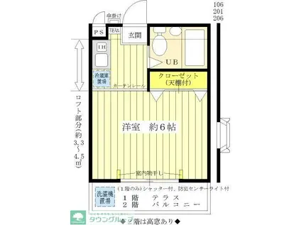 エスペランス喜多見(1K/2階)の間取り写真