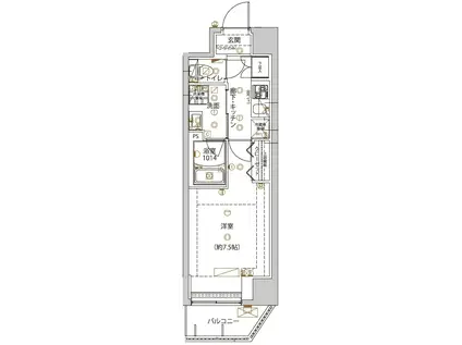 ユリカロゼ五反野III(1K/4階)の間取り写真