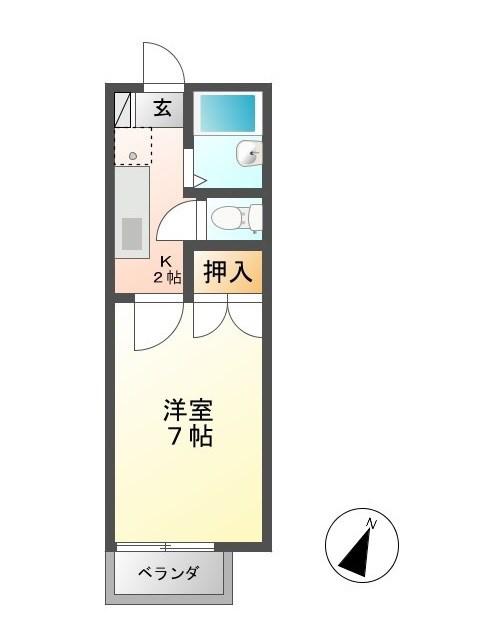 LIBERTY KUNIE II(1K/2階)の間取り写真