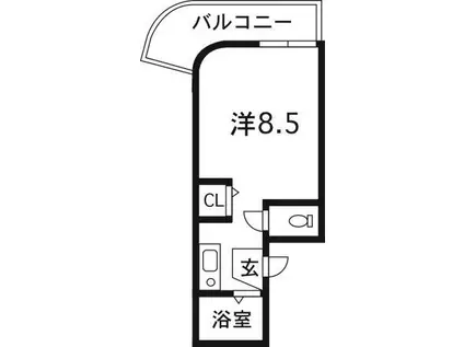 ユニテック渡鹿(1K/3階)の間取り写真