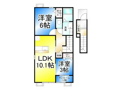 リリーハイツ富竹(2LDK/2階)の間取り写真