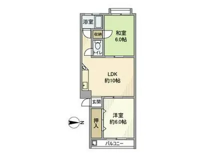 高松レジデンス(2LDK/3階)の間取り写真