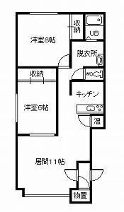 ＪＲ石北本線 南永山駅 徒歩23分 2階建 築31年(2LDK/2階)の間取り写真