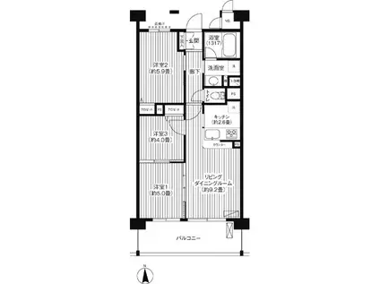 ピエス綱島(3LDK/1階)の間取り写真